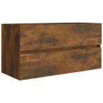 Vidaxl armoire de lavabo ch�ne fum� 90x38, 5x45 cm bois d'ing�nierie