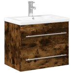 Vidaxl armoire lavabo de salle de bain avec bassin intgr chne fum