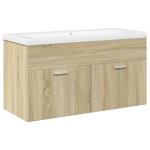 Vidaxl armoire lavabo de salle de bain et bassin intégré chêne sonoma Vidaxl armoire lavabo de salle de bain et bassin intégré chêne sonoma