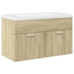Vidaxl armoire lavabo de salle de bain et bassin intgr chne sonoma
