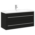 Vidaxl armoire lavabo de salle de bain avec bassin int�gr� noir