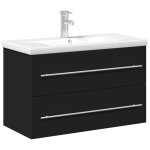 Vidaxl armoire lavabo de salle de bain avec bassin intégré noir Vidaxl armoire lavabo de salle de bain avec bassin intégré noir