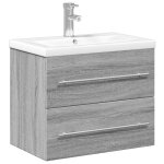 Vidaxl armoire lavabo de salle de bain avec bassin int�gr� sonoma gris