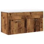 Vidaxl armoire lavabo de salle de bain avec bassin intégré vieux bois Vidaxl armoire lavabo de salle de bain avec bassin intégré vieux bois