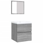 Vidaxl armoire lavabo de salle de bain et bassin et miroir sonoma gris