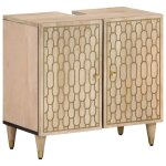 Vidaxl armoire lavabo de salle de bain bois massif de manguier