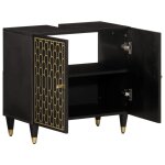 Vidaxl armoire lavabo de salle de bain bois massif de manguier