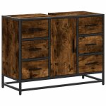 Vidaxl armoire lavabo de salle de bain ch�ne fum� bois d'ing�nierie