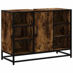 Vidaxl armoire lavabo de salle de bain ch�ne fum� bois d'ing�nierie