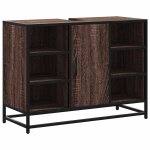 Vidaxl armoire lavabo de salle de bain ch�ne marron bois d'ing�nierie