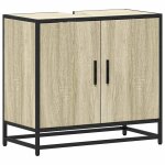 Vidaxl meuble de salle de bain avec lavabo chne sonoma 65 x 33 x 60 cm bois d'ingnierie