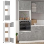 Vidaxl armoire � micro - ondes gris b�ton 60x57x207 cm bois d?ing�nierie