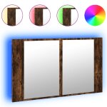 Vidaxl armoire � miroir � led de bain ch�ne fum� 80x12x45 cm acrylique