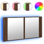 Vidaxl armoire � miroir � led de bain ch�ne marron 90x12x45 cm