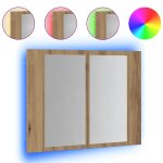 Vidaxl armoire � miroir led ch�ne artisanal 60x12x45cm bois ing�nierie