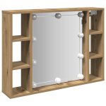 Vidaxl armoire � miroir avec led ch�ne artisanal 76x15x55 cm