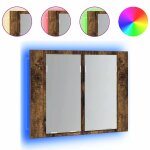 Vidaxl armoire  miroir led chne fum 60x12x45 cm bois d'ingnierie