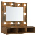 Vidaxl armoire � miroir avec led ch�ne fum� 60x31, 5x62 cm