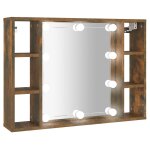 Vidaxl armoire  miroir avec led chne fum 76x15x55 cm