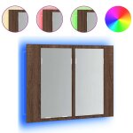 Vidaxl armoire � miroir led ch�ne marron 60x12x45 cm bois d'ing�nierie