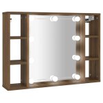 Vidaxl armoire  miroir avec led chne marron 76x15x55 cm