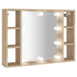 Vidaxl armoire de miroir avec led ch�ne sonoma 76x15x55 cm