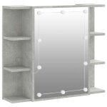 Vidaxl armoire  miroir avec led gris bton 70x16, 5x60 cm