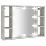 Vidaxl armoire  miroir avec led gris bton 76x15x55 cm