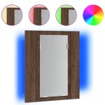 Vidaxl armoire � miroir led de salle de bain ch�ne marron 40x12x45 cm