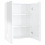 Vidaxl armoire  miroir de salle de bain 60x15x75cm mdf blanc brillant
