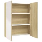 Vidaxl armoire � miroir de salle de bain 60x15x75cm mdf blanc et ch�ne