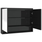 Vidaxl armoire  miroir de salle de bain 80x15x60 cm mdf noir brillant