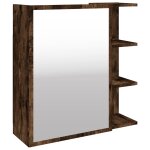 Vidaxl armoire � miroir de salle de bain ch�ne fum� 62, 5x20, 5x64 cm