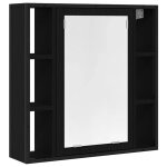 Vidaxl armoire de salle de bain avec miroir chne noir 60 x 16 x 60 cm bois d'ingnierie
