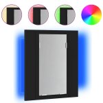 Vidaxl armoire � miroir de salle de bain led noir 40x12x45cm acrylique