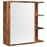Vidaxl armoire � miroir de salle de bain vieux bois 62, 5x20, 5x64 cm