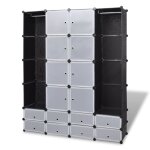 Vidaxl armoire modulaire 18 compartiments noir et blanc 37x146x180, 5cm