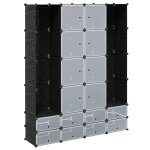 Vidaxl armoire modulaire 18 compartiments noir et blanc 37x146x180, 5cm