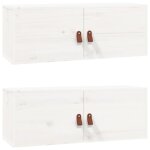 Vidaxl armoires murales 2 pcs blanc 80x30x30 cm bois de pin massif
