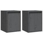 Vidaxl armoires murales 2 pcs gris 30x30x40 cm bois de pin massif