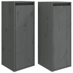 Vidaxl armoires murales 2 pcs gris 30x30x80 cm bois de pin massif