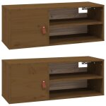 Vidaxl armoires murales 2 pcs marron miel 80x30x30 cm bois pin massif
