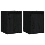 Vidaxl armoires murales 2 pcs noir 30x30x40 cm bois de pin massif