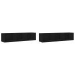 Vidaxl armoires murales 2 pcs noir 75x18x16, 5 cm bois d'ing�nierie