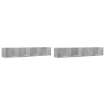 Vidaxl armoires murales 2pcs gris b�ton 99x18x16, 5cm bois d'ing�nierie