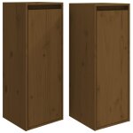 Vidaxl armoires murales 2pcs marron miel 30x30x80cm bois de pin massif