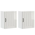 Vidaxl armoires murales de cuisine 2 pcs lucca bois d'ing�nierie blanc brillant