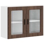 Vidaxl armoire murale de cuisine et porte en verre porto chne marron