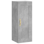 Vidaxl armoire murale gris b�ton 34, 5x34x90 cm bois d'ing�nierie