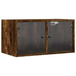 Vidaxl armoire murale avec portes en verre chne fum 68, 5x37x35 cm